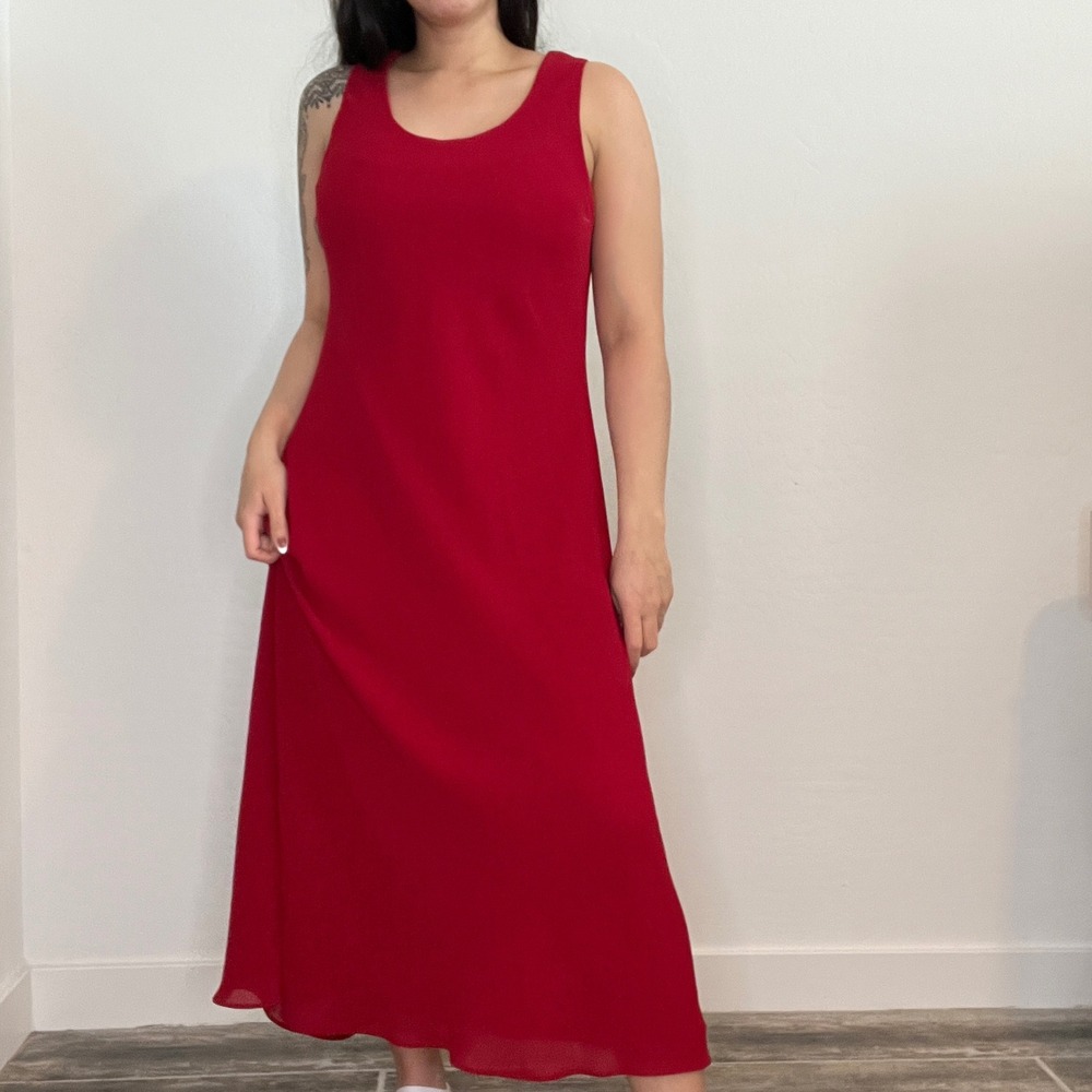 Studio I Petite Red‎ Sleeveless Scoop Neck Maxi Dress